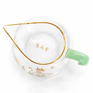 Чахай (сливник) Корона - с узором, ручка мята из боросиликатного стекла