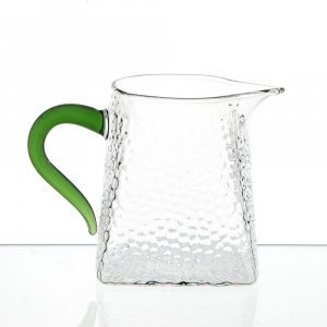 Стеклянная чашка "чахай" с зеленой ручкой 300 мл