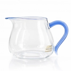 Чахай (сливник) Jin Pin De - Синяя окантовка из боросиликатного стекла