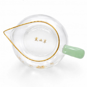 Чахай (сливник) с узором, ручка мята из боросиликатного стекла