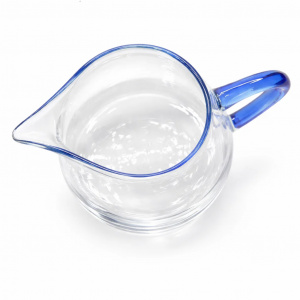 Чахай (сливник) Jin Pin De - Синяя окантовка из боросиликатного стекла