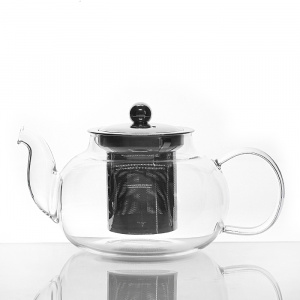 Стеклянный чайник "Хуабан" с металлической колбой 600 мл