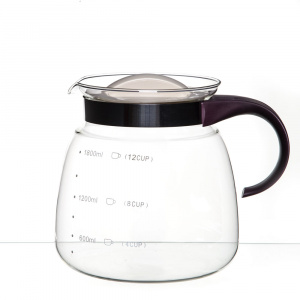 Чайник из боросиликатного стекла высокого качества с пластиковой ручкой 1800 мл (огнеупорный)